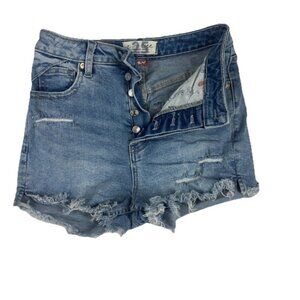 We The Free People Women's‎ High Rise Denim Shorts Distressed Button Fly Size 27